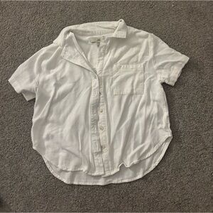 White Short Sleeve Button-Up Shirt
